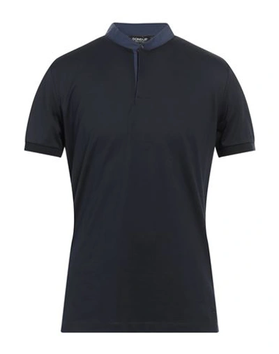 Dondup Man Polo Shirt Blue Size Xxl Cotton In Navy Blue