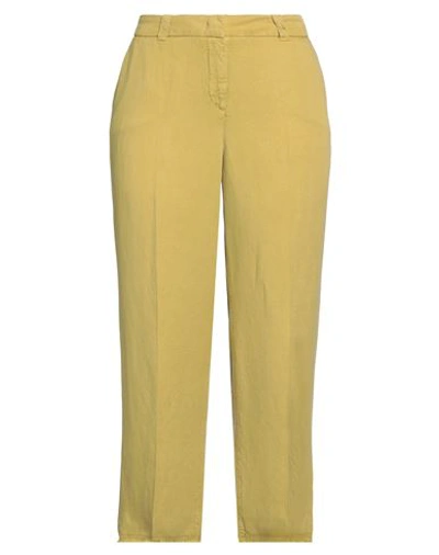 Via Masini 80 Woman Pants Yellow Size 12 Lyocell, Linen