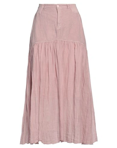 European Culture Woman Maxi Skirt Antique Rose Size Xs Ramie, Cotton, Linen, Elastane In Pink