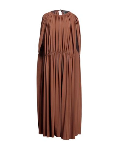 Erika Cavallini Woman Maxi Dress Brown Size 6 Acetate, Silk