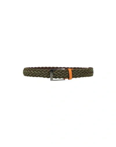 Harmont & Blaine Man Belt Military Green Size 40 Textile Fibers, Soft Leather