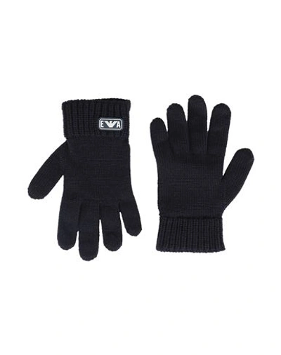 Emporio Armani Toddler Boy Gloves Blue Size 7 Virgin Wool In Blue