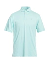 Hackett Man Polo Shirt Turquoise Size L Cotton, Linen In Blue