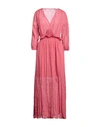 European Culture Woman Maxi Dress Pastel Pink Size L Ramie, Cotton