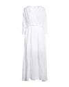 European Culture Woman Maxi Dress White Size L Ramie, Cotton