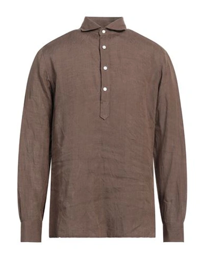 Dandylife By Barba Man Shirt Brown Size 17 Linen
