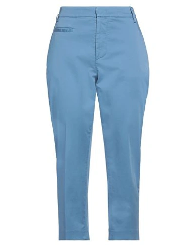 Dondup Woman Pants Pastel Blue Size 10 Cotton, Elastane