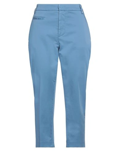 Dondup Woman Pants Pastel Blue Size 10 Cotton, Elastane In Blue