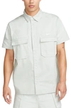 Nike Men's Life Woven Military Short-sleeve Button-down Shirt In Grey