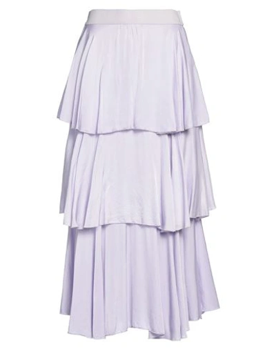 Brand Unique Woman Midi Skirt Lilac Size 1 Viscose In Purple