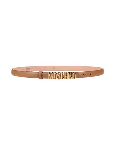 Moschino Woman Belt Camel Size 8 Soft Leather In Beige
