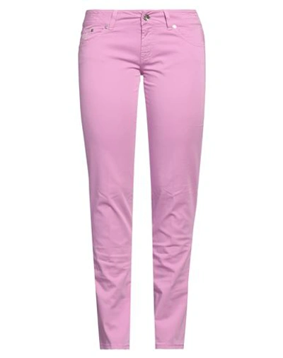 JACOB COHЁN JACOB COHЁN WOMAN PANTS PINK SIZE 32 COTTON, ELASTANE