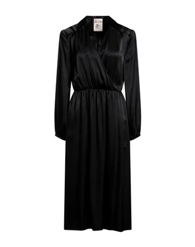 Semicouture Woman Midi Dress Black Size 8 Acetate, Silk