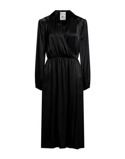 Semicouture Woman Midi Dress Black Size 10 Acetate, Silk