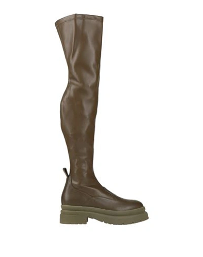Jw Anderson Woman Knee Boots Military Green Size 11 Soft Leather