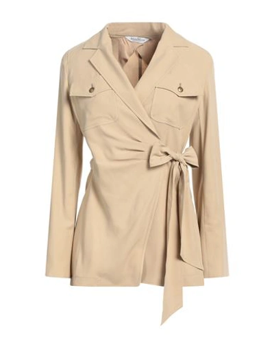 Max Mara Woman Shirt Beige Size 8 Silk