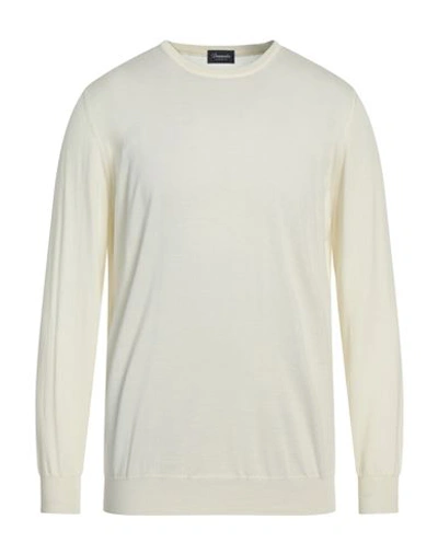 Drumohr Man Sweater Ivory Size 42 Merino Wool In White