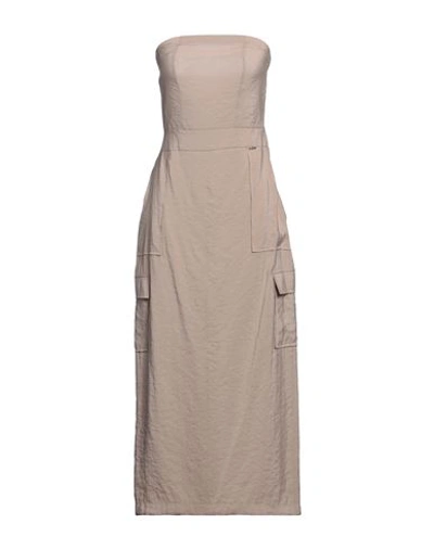 No-nà Woman Midi Dress Sand Size M Modal, Polyester In Beige