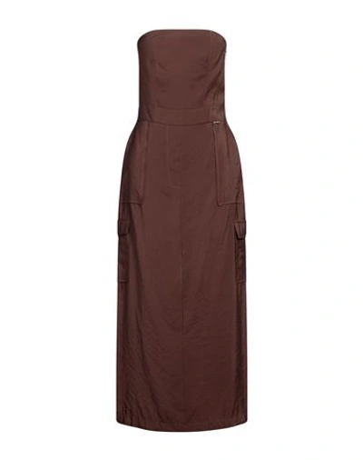No-nà Woman Midi Dress Chocolate Brown Size M Modal, Polyester