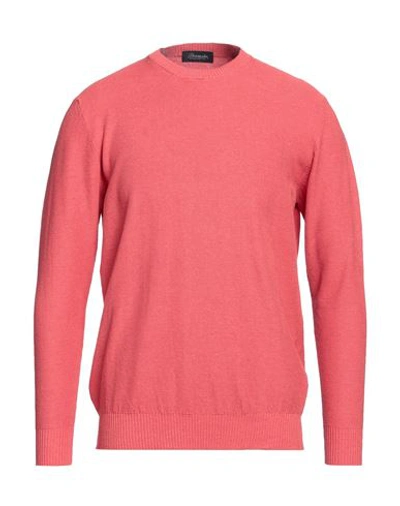 Drumohr Man Sweater Coral Size 42 Cotton In Red