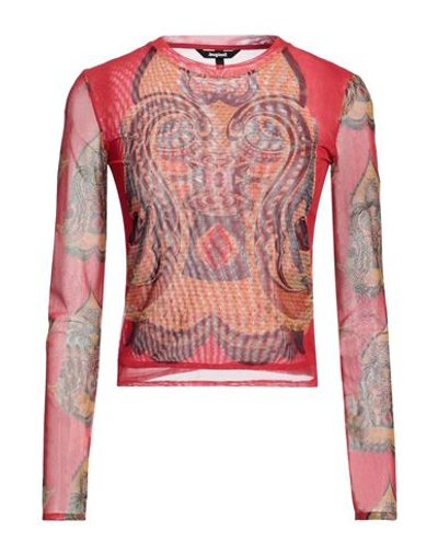 Desigual Woman T-shirt Red Size S Polyester, Elastane