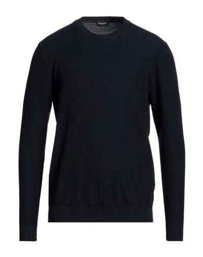 Drumohr Man Sweater Navy Blue Size 40 Cotton In Navy Blue