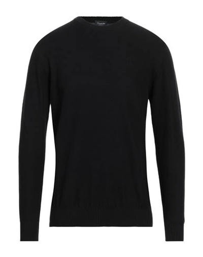Drumohr Man Sweater Midnight Blue Size 40 Cotton In Blue