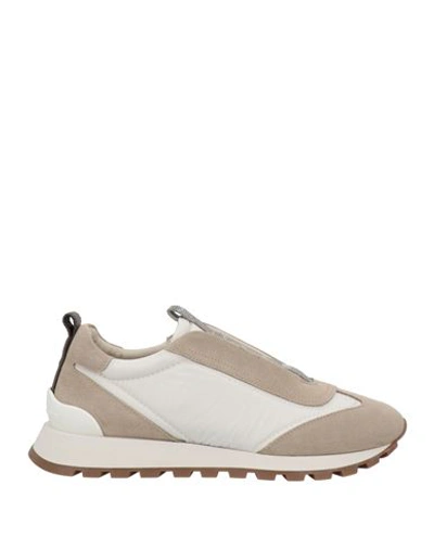 Brunello Cucinelli Woman Sneakers Dove Grey Size 10.5 Textile Fibers, Soft Leather