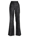 TRUE ROYAL TRUE ROYAL WOMAN PANTS BLACK SIZE 10 VIRGIN WOOL, VISCOSE, POLYAMIDE, METALLIC FIBER