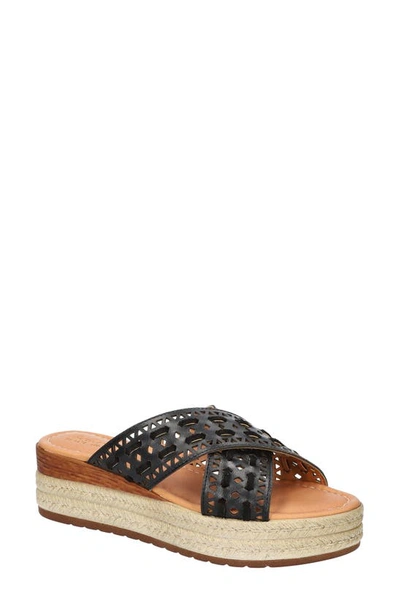 Bella Vita Exa-italy Espadrille Platform Slide Sandal In Black Leather