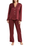 Lunya Long Sleeve Washable Silk Pajamas In Calliope Wine