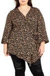 City Chic Jemma Stripe Wrap Tunic Top In Geo Animal