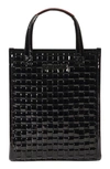 Mz Wallace Micro Woven Patent Box Tote Bag In Black