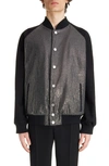 Balmain Bomber Jacket With Logo In Black/ Crystal