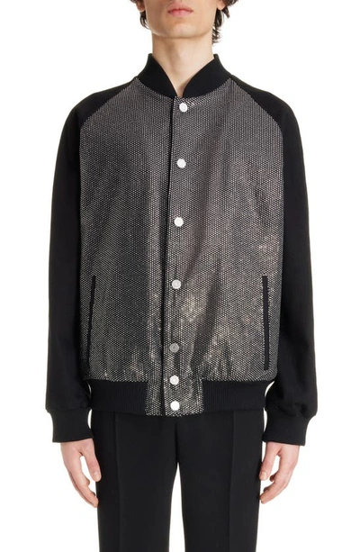 Balmain Rhinestone-embellished Bomber Jacket In Black