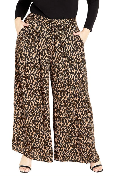 City Chic Illusion Wide Leg Pants In Geo Animal