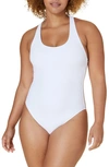 Andie Tulum Ribbed One-piece Swimsuit In White