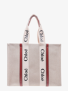 Chloé Woody Large Canvas And Leather Tote Bag In Cream