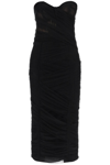 Dolce & Gabbana Strapless Velvet Corset Midi Dress In Black