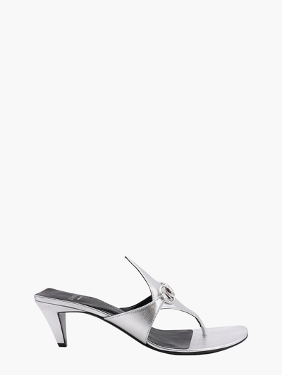 Gucci Horsebit-detail Leather Sandals In Silver