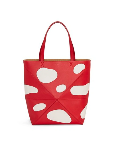 Loewe Men Mushroom Large Puzzle Fold Tote In Red