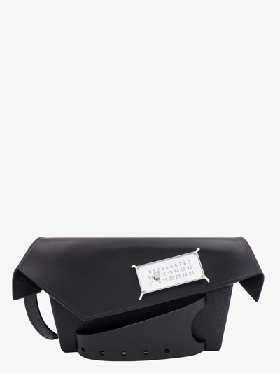Maison Margiela Foldover-top Logo Clutch Bag In Black