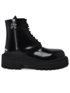 Palm Angels Black Leather Ankle Boots In Black