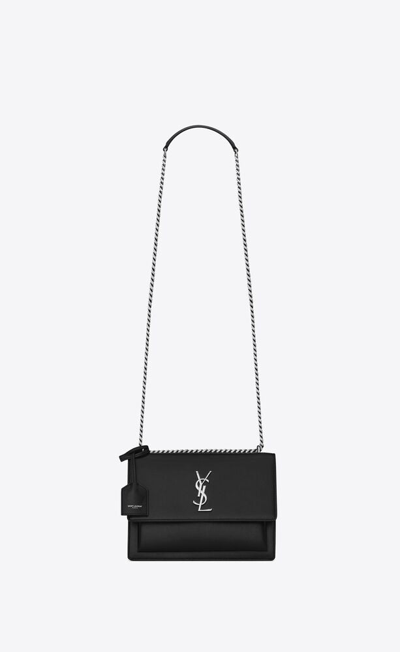 Saint Laurent Women Medium Sunset Leather Shoulder Bag In Black