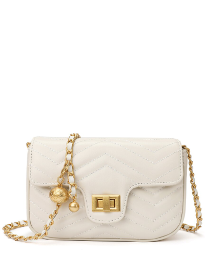 Tiffany & Fred Canvas & Leather Satchel Shoulder Bag In White