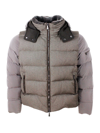 MOORER BOMBER DOWN JACKET MADE OF FINE WOOL AND CASHMERE FLANNEL AND NYLON SLEEVES. GOOSE DOWN PADDING. COL