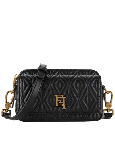 Elisabetta Franchi Logo Plaque Zipped Small Shoulder Bag In Black