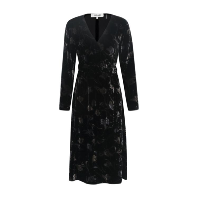 Diane Von Furstenberg Tamra Flocked Bodycon Midi Dress In Black