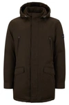 Hugo Boss Down-filled Hooded Jacket With Logo Patch In Light Green