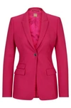 Hugo Boss Slim-fit Jacket In Virgin-wool Twill In Pink